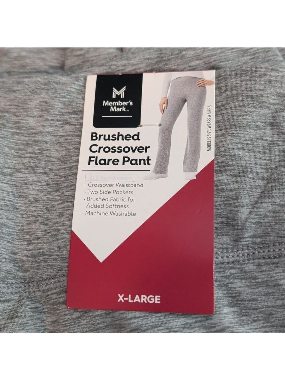 Women's Gray Brushed Crossover Flare Pant Multiple Sizes